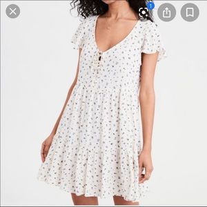 American Eagle white (blue floral) babydoll dress